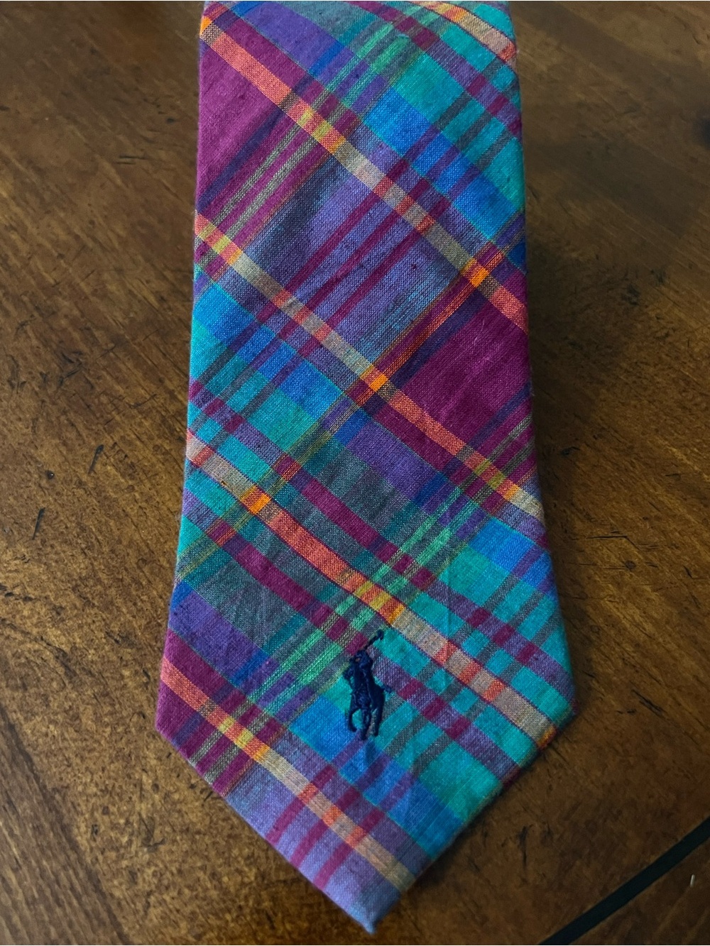 Vintage Polo by Ralph Lauren Multicolor Plaid Cotton Tie USA Hand Made NWT